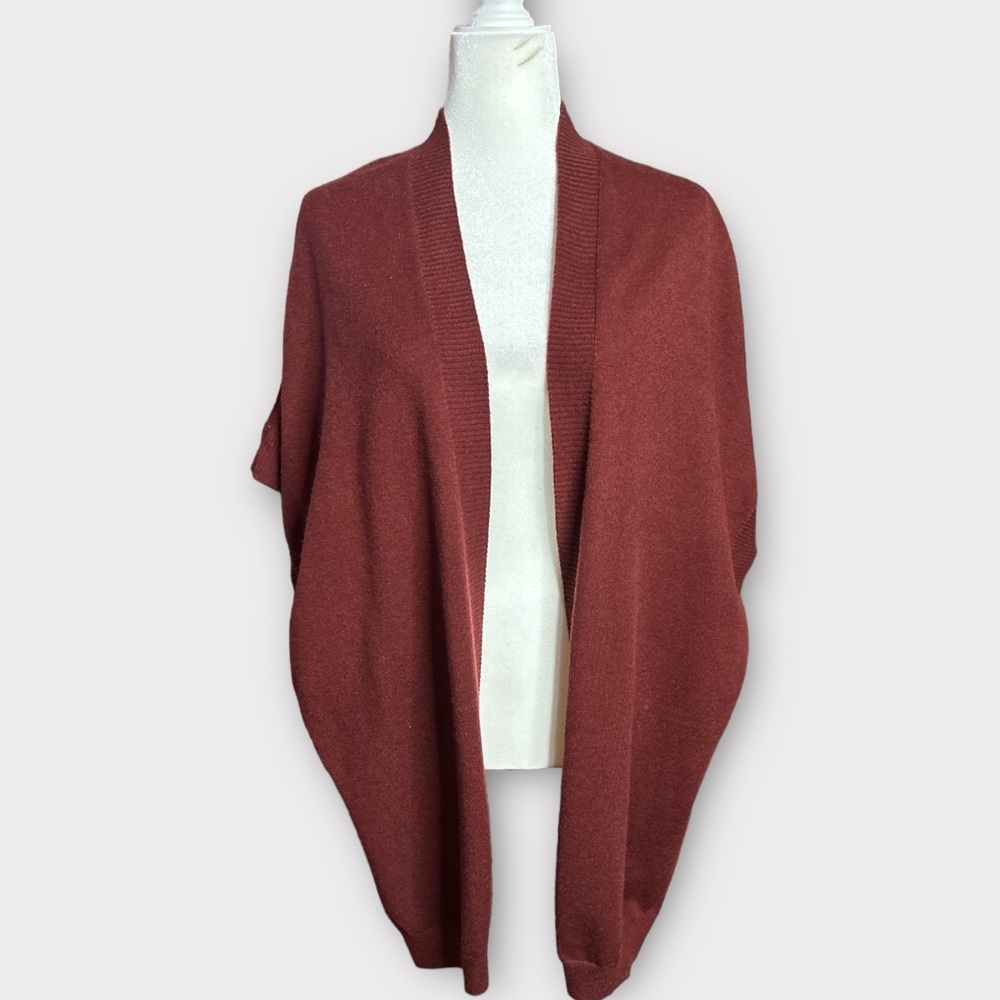 Poncho style open front cardigan, size M